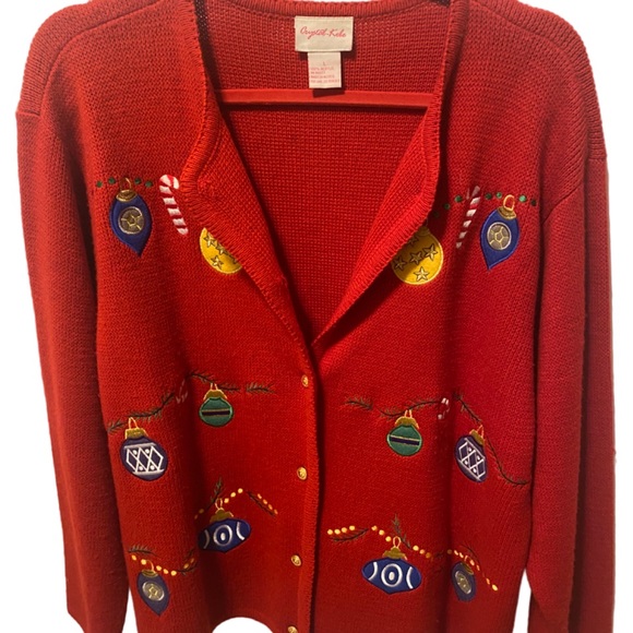 🧑‍🎄 SOLD 🧑‍🎄 Christmas Sweater, Red with decorations - Picture 4 of 13